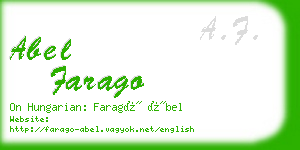 abel farago business card